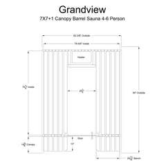 Almost Heaven Grandview 4-6 Person Customizable Canopy Barrel Sauna, 7x7+1 ft. – 1 ft. Porch - Select Saunas