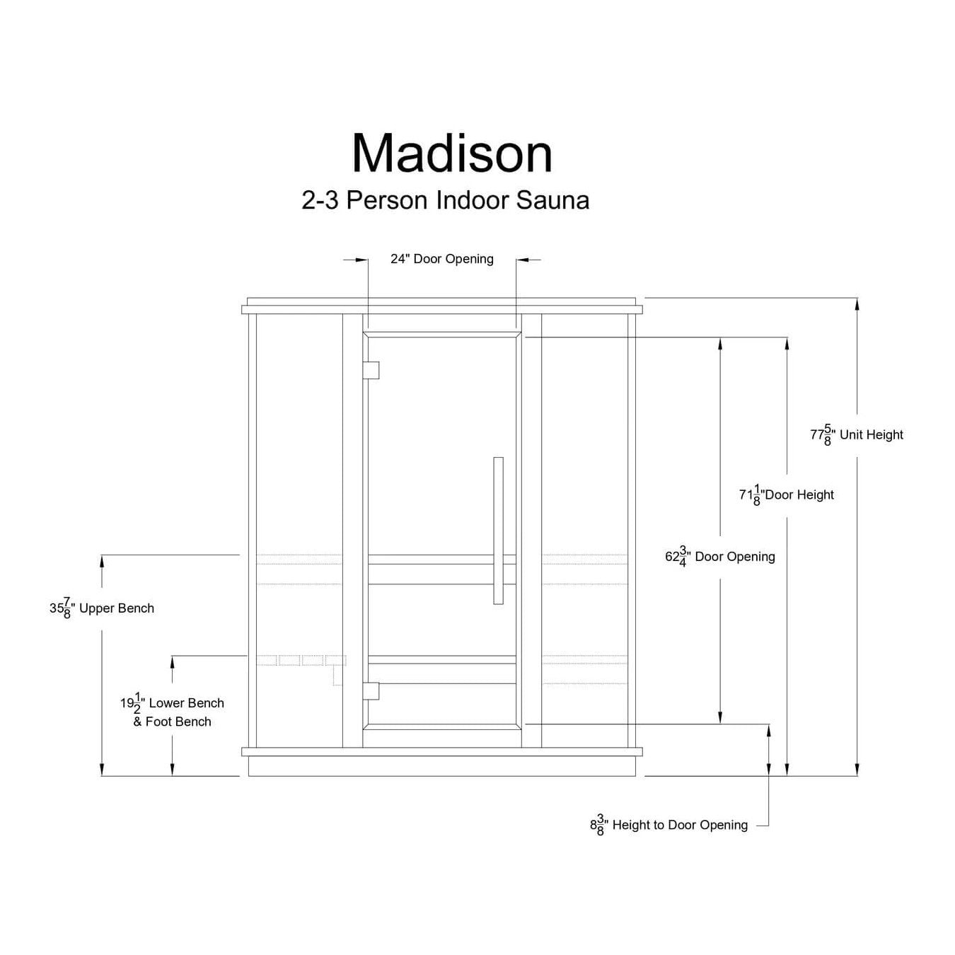 Almost Heaven Madison 2-3 Customizable Person Indoor Sauna - Select Saunas