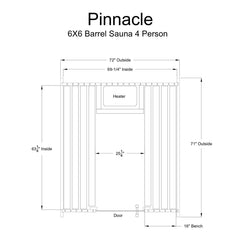 Almost Heaven Pinnacle 4-Person Customizable Classic Barrel Sauna, 6x6 ft. - Select Saunas