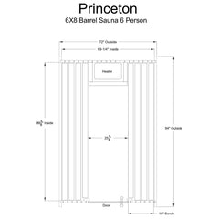 Almost Heaven Princeton 6-Person Customizable Classic Barrel Sauna, 6x8 ft. - Select Saunas