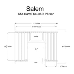 Almost Heaven Salem 2-Person Customizable Classic Barrel Sauna, 6x4 ft. - Select Saunas