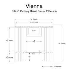 Almost Heaven Vienna 2-Person Customizable Canopy Barrel Sauna, 6x4+1 ft. – 1 ft. Porch - Select Saunas