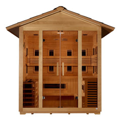 Golden Designs "Gargellen" 5 Person Hybrid PureTech™ Full Spectrum IR or Traditional Stove Outdoor Sauna - Canadian Hemlock - Select Saunas