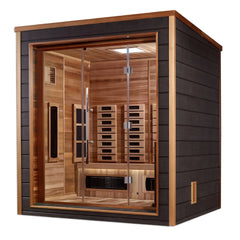 Golden Designs Visby 3 Person Outdoor-Indoor PureTech™ Hybrid Full Spectrum Sauna GDI-8223-01 - Canadian Red Cedar Interior - Select Saunas