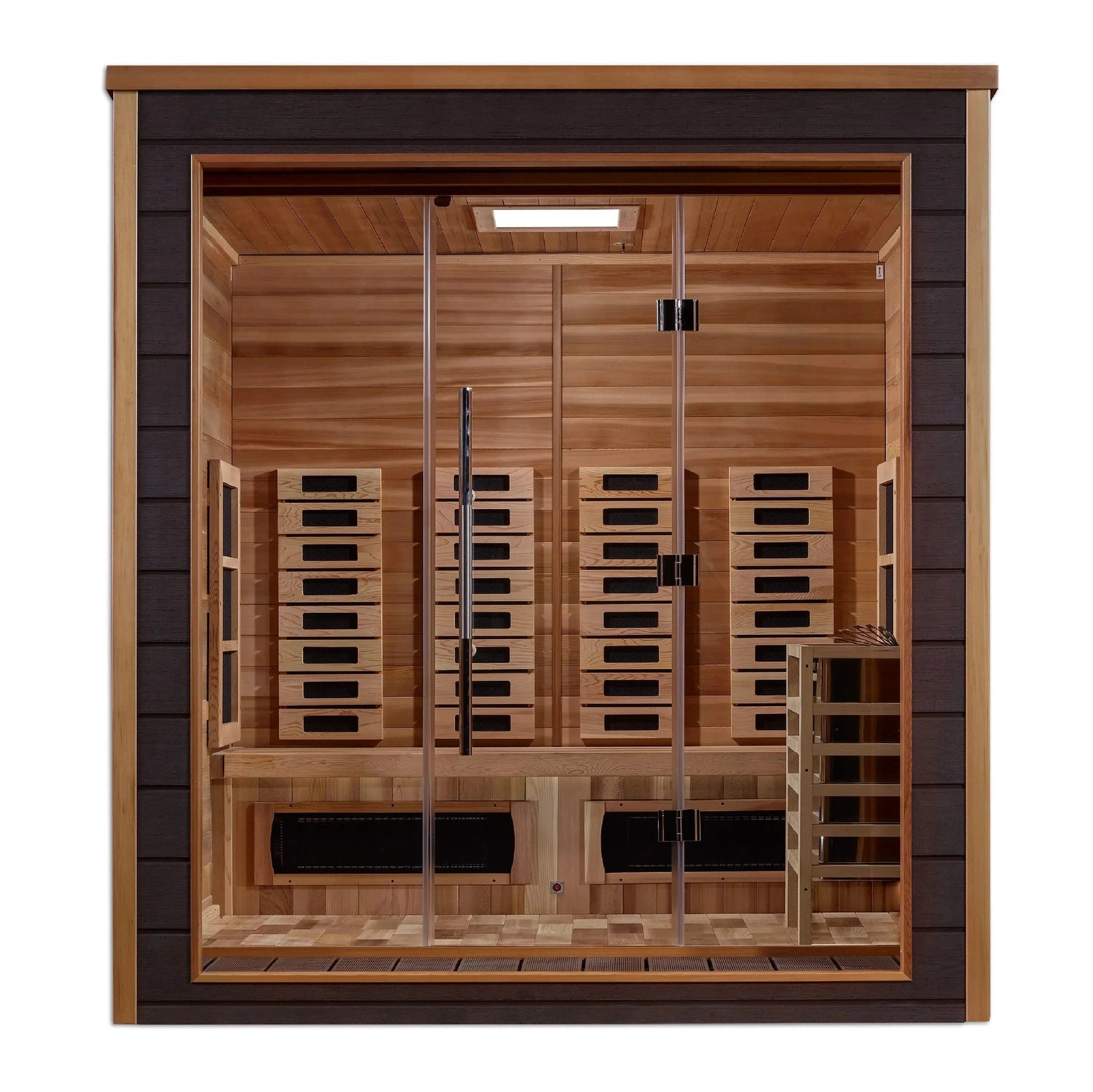 Golden Designs Visby 3 Person Outdoor-Indoor PureTech™ Hybrid Full Spectrum Sauna GDI-8223-01 - Canadian Red Cedar Interior - Select Saunas