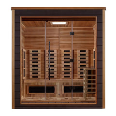 Golden Designs Visby 3 Person Outdoor-Indoor PureTech™ Hybrid Full Spectrum Sauna GDI-8223-01 - Canadian Red Cedar Interior - Select Saunas