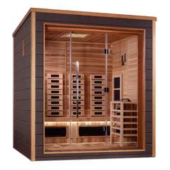 Golden Designs Visby 3 Person Outdoor-Indoor PureTech™ Hybrid Full Spectrum Sauna GDI-8223-01 - Canadian Red Cedar Interior - Select Saunas