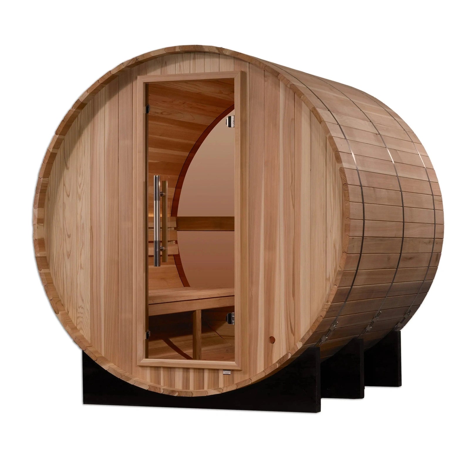 Golden Designs "Zurich" 4 Person Barrel with Bronze Privacy View - Traditional Sauna - Pacific Cedar - Select Saunas