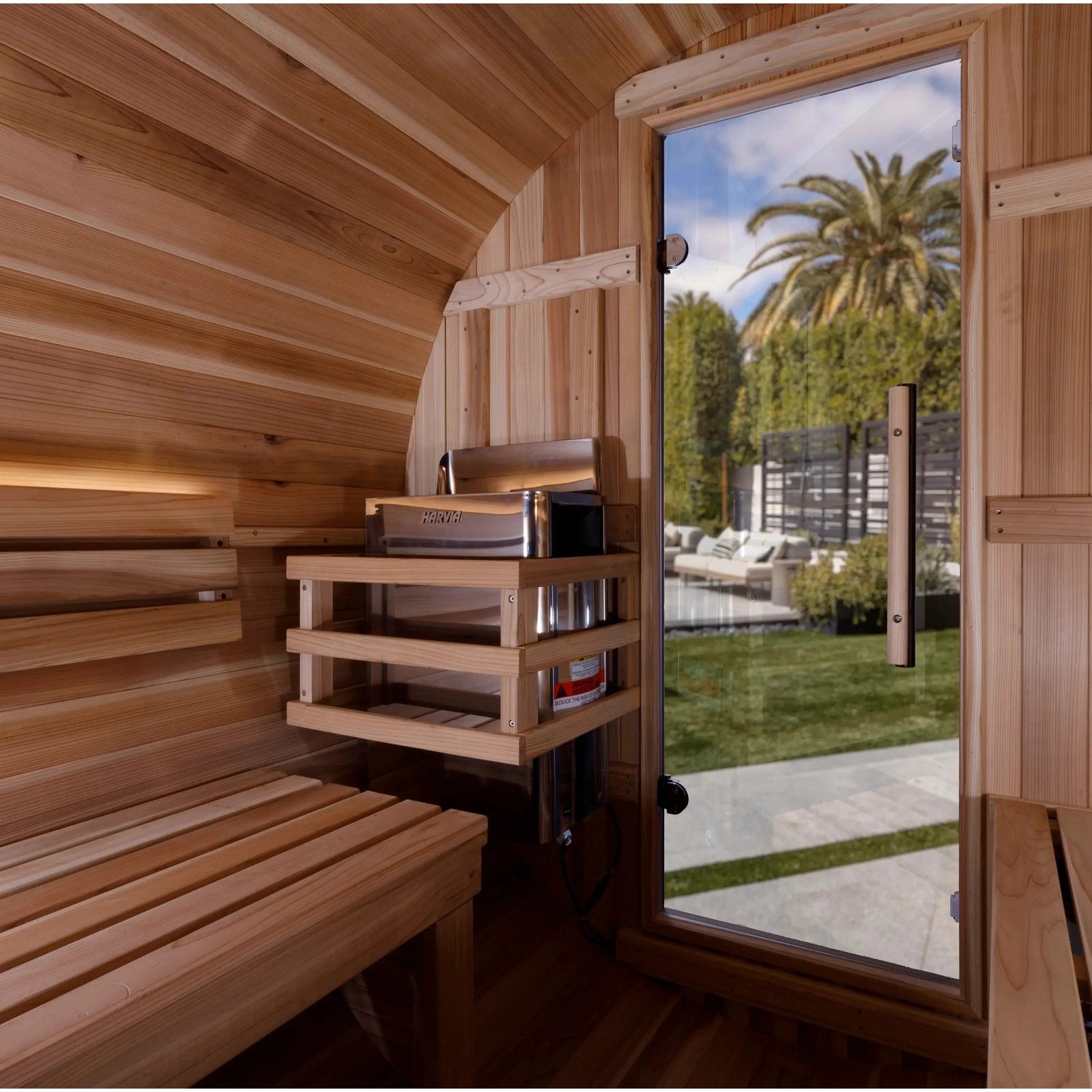 Golden Designs "Zurich" 4 Person Barrel with Bronze Privacy View - Traditional Sauna - Pacific Cedar - Select Saunas