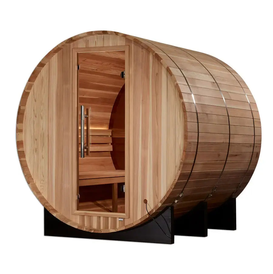 Golden Designs "Zurich" 4 Person Barrel with Bronze Privacy View - Traditional Sauna - Pacific Cedar - Select Saunas