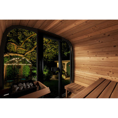 SaunaLife CL5G 4-Person Outdoor Cube Cabin Sauna with Full Glass Front & Led Lighting - Select Saunas