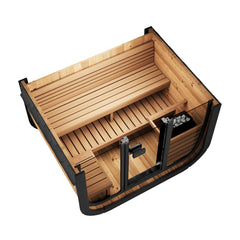 SaunaLife CL5G 4-Person Outdoor Cube Cabin Sauna with Full Glass Front & Led Lighting - Select Saunas