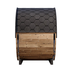 SaunaLife Model EE6G Sauna Barrel w/ Glass Front & Back Benches - 4-Person - ERGO Series, 63" L x 91" D - Ready to Ship! - Select Saunas