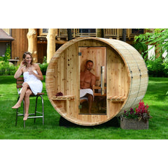 Almost Heaven Audra 2-4 Person Canopy Barrel Sauna, 6x5+1 ft. – 1 ft. Porch - Select Saunas