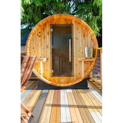 Almost Heaven Audra 2-4 Person Canopy Barrel Sauna, 6x5+1 ft. – 1 ft. Porch - Select Saunas