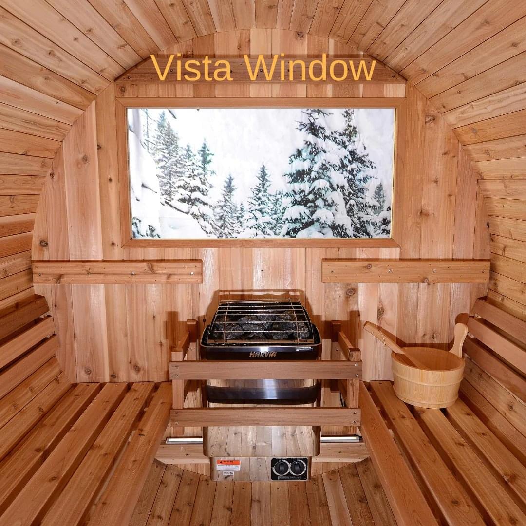 Almost Heaven Grandview 4-6 Person Canopy Barrel Sauna, 7x7+1 ft. – 1 ft. Porch - Select Saunas