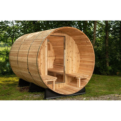 Almost Heaven Grandview 4-6 Person Canopy Barrel Sauna, 7x7+1 ft. – 1 ft. Porch - Select Saunas