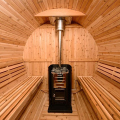 Almost Heaven Grandview 4-6 Person Canopy Barrel Sauna, 7x7+1 ft. – 1 ft. Porch - Select Saunas