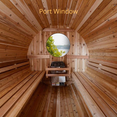 Almost Heaven Grandview 4-6 Person Canopy Barrel Sauna, 7x7+1 ft. – 1 ft. Porch - Select Saunas