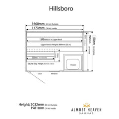 Almost Heaven Hillsboro 2-Person Indoor Traditional Sauna - Select Saunas