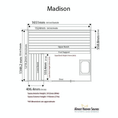 Almost Heaven Madison 2-3 Person Indoor Sauna - Select Saunas