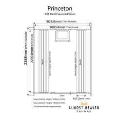 Almost Heaven Princeton 6-Person Classic Barrel Sauna, 6x8 ft. - Select Saunas