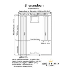 Almost Heaven Shenandoah 4-6 Person Classic Barrel Sauna, 7x10 ft. w/ Changing Room - Select Saunas