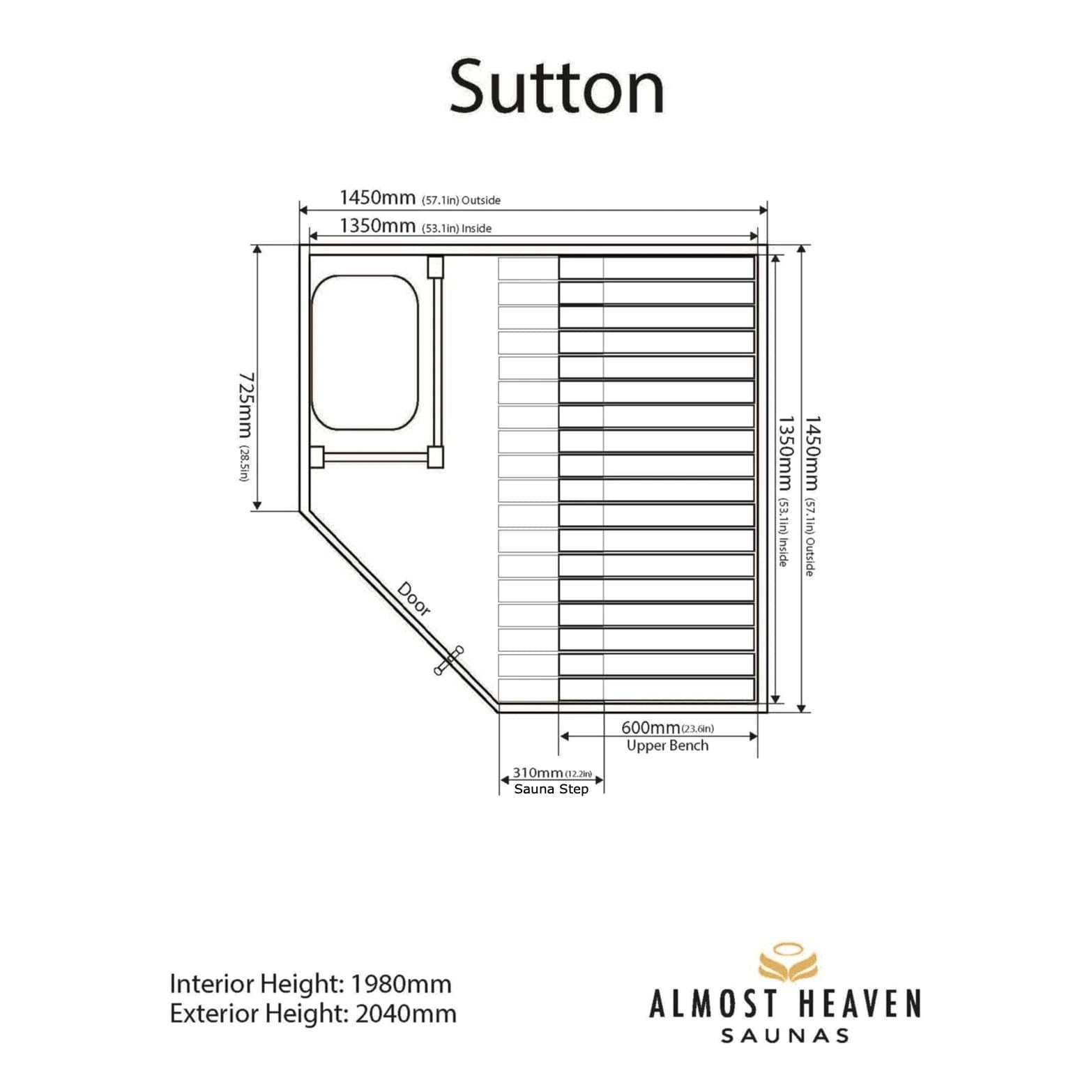 Almost Heaven Sutton 2-Person Indoor Traditional Sauna - Select Saunas