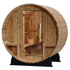 Almost Heaven Vienna 2-Person Canopy Barrel Sauna, 6x4+1 ft. – 1 ft. Porch - Select Saunas