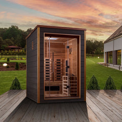 Golden Designs "Nora" 2 Person Hybrid Outdoor Sauna Full Spectrum Infrared + Traditional - Select Saunas