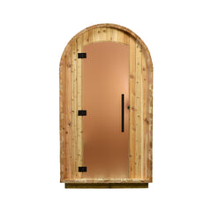 Sauna Next Outdoor Changing Room, front view with door closed