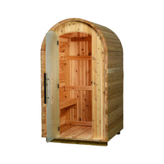 Changing room with frosted glass door open