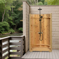 Crescent Floor Shower Onyx With Floor - Select Saunas