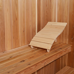 Backrest positioned in sauna