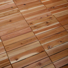Red cedar floor tiles detail