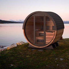 Finnmark Thermo-Aspen Combination Outdoor Barrel Sauna—FD-7, - Select Saunas