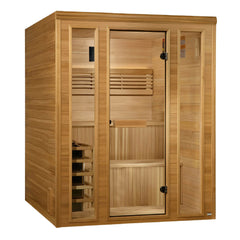 Golden Designs 2025 "Engelberg Edition" 6 Person Traditional Steam Sauna GDI-7060-01 - Pacific Premium Clear Cedar - Select Saunas