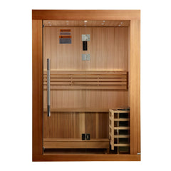 Golden Designs 2025 Updated "Sundsvall Edition" 2 Person Traditional Sauna - Canadian Red Cedar Interior and Pacific Premium Clear Cedar Exterior - Select Saunas