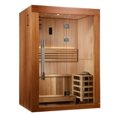 Golden Designs 2025 Updated "Sundsvall Edition" 2 Person Traditional Sauna - Canadian Red Cedar Interior and Pacific Premium Clear Cedar Exterior - Select Saunas