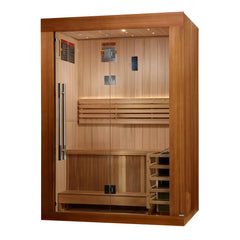 Golden Designs 2025 Updated "Sundsvall Edition" 2 Person Traditional Sauna - Canadian Red Cedar Interior and Pacific Premium Clear Cedar Exterior - Select Saunas