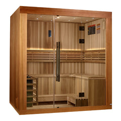 Golden Designs 2025 Updated "Copenhagen Edition" 3 Person Traditional Sauna - Canadian Red Cedar Interior and Pacific Premium Clear Cedar Exterior - Select Saunas