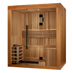 Golden Designs 2025 Updated "Copenhagen Edition" 3 Person Traditional Sauna - Canadian Red Cedar Interior and Pacific Premium Clear Cedar Exterior - Select Saunas