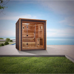 Golden Designs Drammen 3 Person Outdoor-Indoor Traditional Sauna GDI-8203-01 - Canadian Red Cedar Interior - Select Saunas