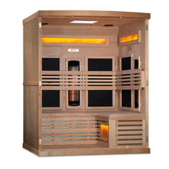 Golden Designs 3-Person Full Spectrum PureTech™ Near Zero EMF FAR Infrared Sauna with Himalayan Salt Bar - Select Saunas
