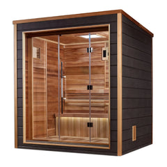 Golden Designs Drammen 3 Person Outdoor-Indoor Traditional Sauna GDI-8203-01 - Canadian Red Cedar Interior - Select Saunas