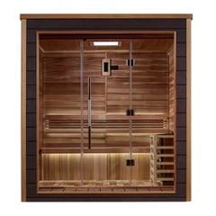 Golden Designs Drammen 3 Person Outdoor-Indoor Traditional Sauna GDI-8203-01 - Canadian Red Cedar Interior - Select Saunas