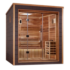 Golden Designs Drammen 3 Person Outdoor-Indoor Traditional Sauna GDI-8203-01 - Canadian Red Cedar Interior - Select Saunas