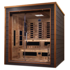 Golden Designs Karlstad 6 Person Outdoor-Indoor PureTech™ Hybrid Full Spectrum Sauna GDI-8226-01 - Canadian Red Cedar Interior - Select Saunas