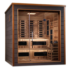 Golden Designs Karlstad 6 Person Outdoor-Indoor PureTech™ Hybrid Full Spectrum Sauna GDI-8226-01 - Canadian Red Cedar Interior - Select Saunas