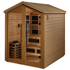 Golden Designs Kaskinen 6 Person Hybrid PureTech™ Full Spectrum IR or Traditional Stove Outdoor Sauna GDI-8526-01 - Canadian Red Cedar Interior - Select Saunas